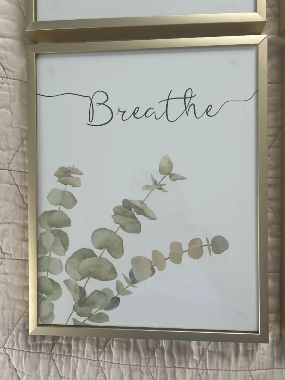 Gold-framed wall art, set of 4 (Relax, Breathe, Soak & Unwind)